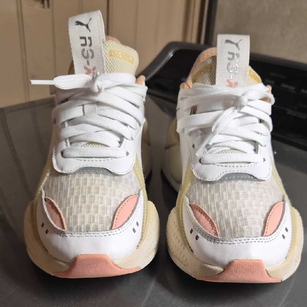 Puma Rs-x White Sneakers with Peach Accents